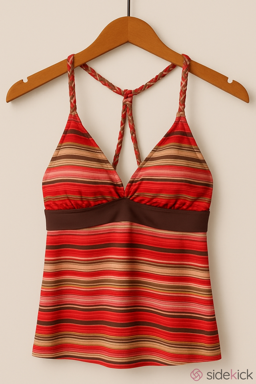 Athena Striped Red Pink Brown Tankini Swimwear